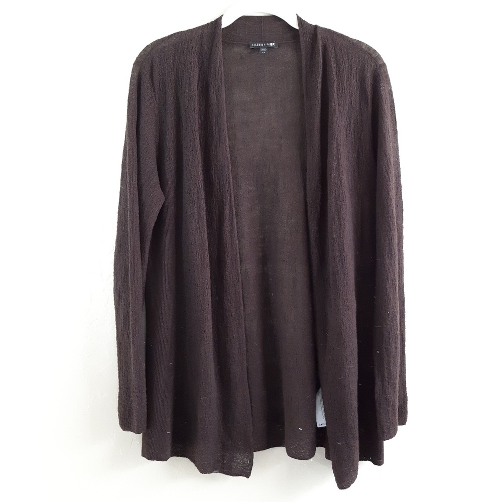 Eileen  Fisher linen open front sweater small brow